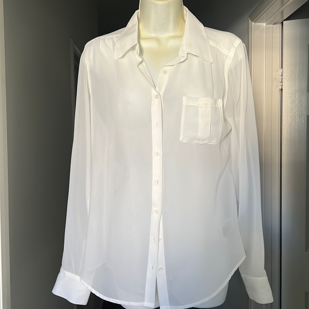Guess 100% polyester sheer white blouse.